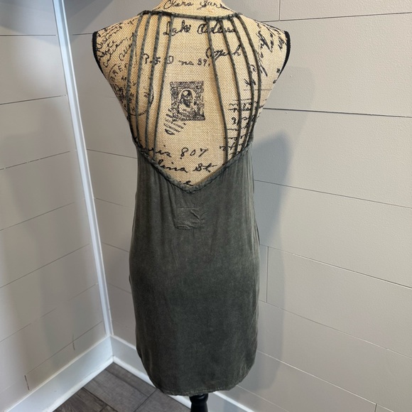 Gray Green Sleeveless Mini Dress / Coverup - XS - Picture 3 of 6